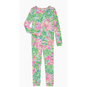 Lilly Pulitzer New Girl's Sz10 Sammy 2-Piece Pajama Seasalt Blue Fruity Flamingo